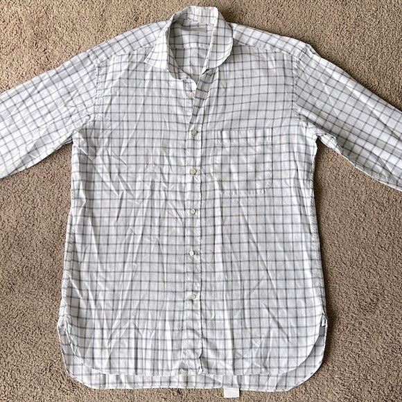 Ermenegildo Zegna White Purple Checkered Button Down Superfine Cotton Shirt - Picture 1 of 8